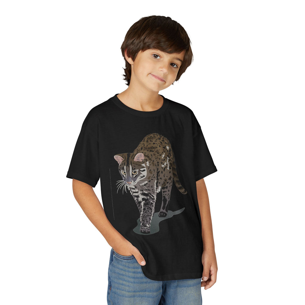 ユース猫Tシャツ — リアルな歩くタビー柄 キッズTee