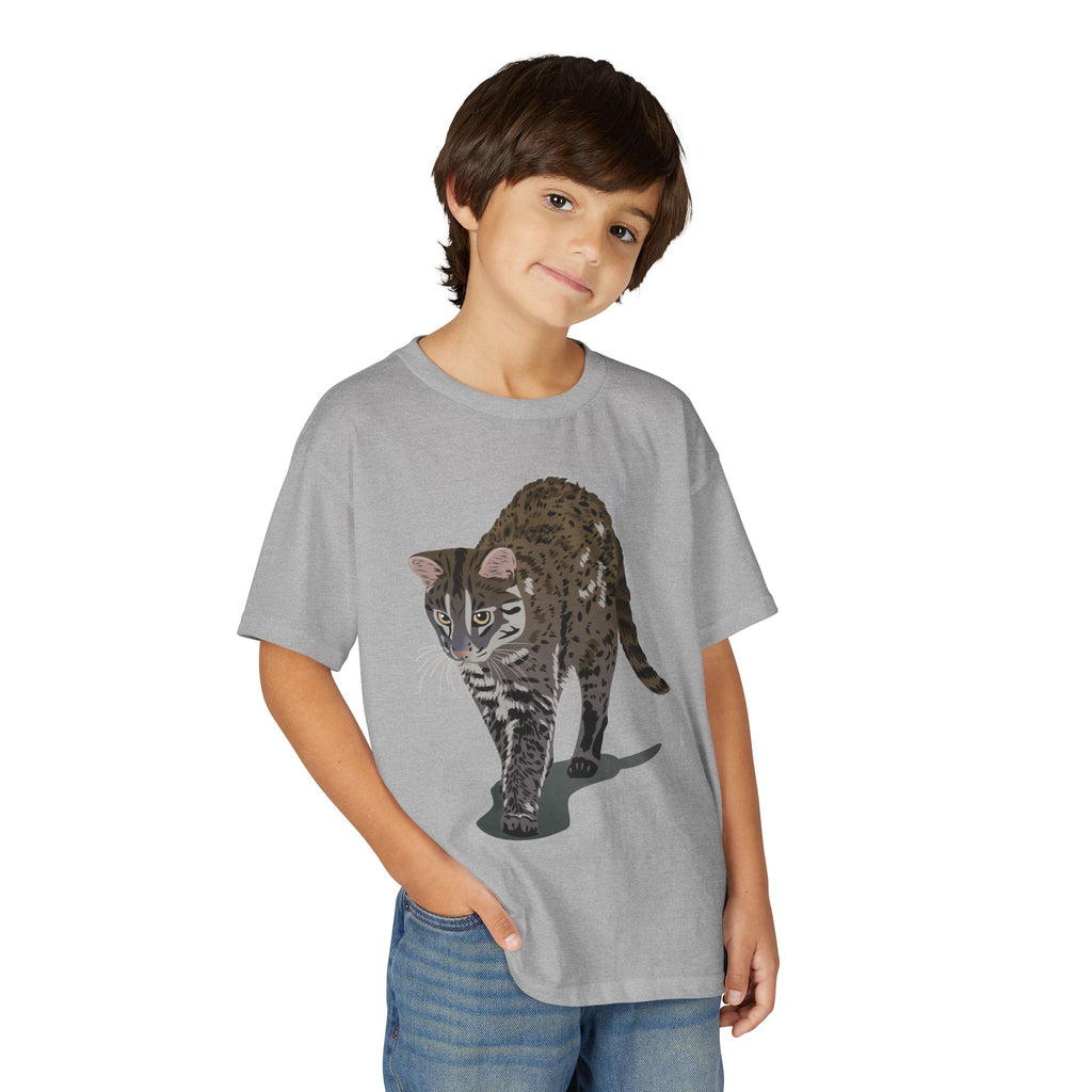 ユース猫Tシャツ — リアルな歩くタビー柄 キッズTee