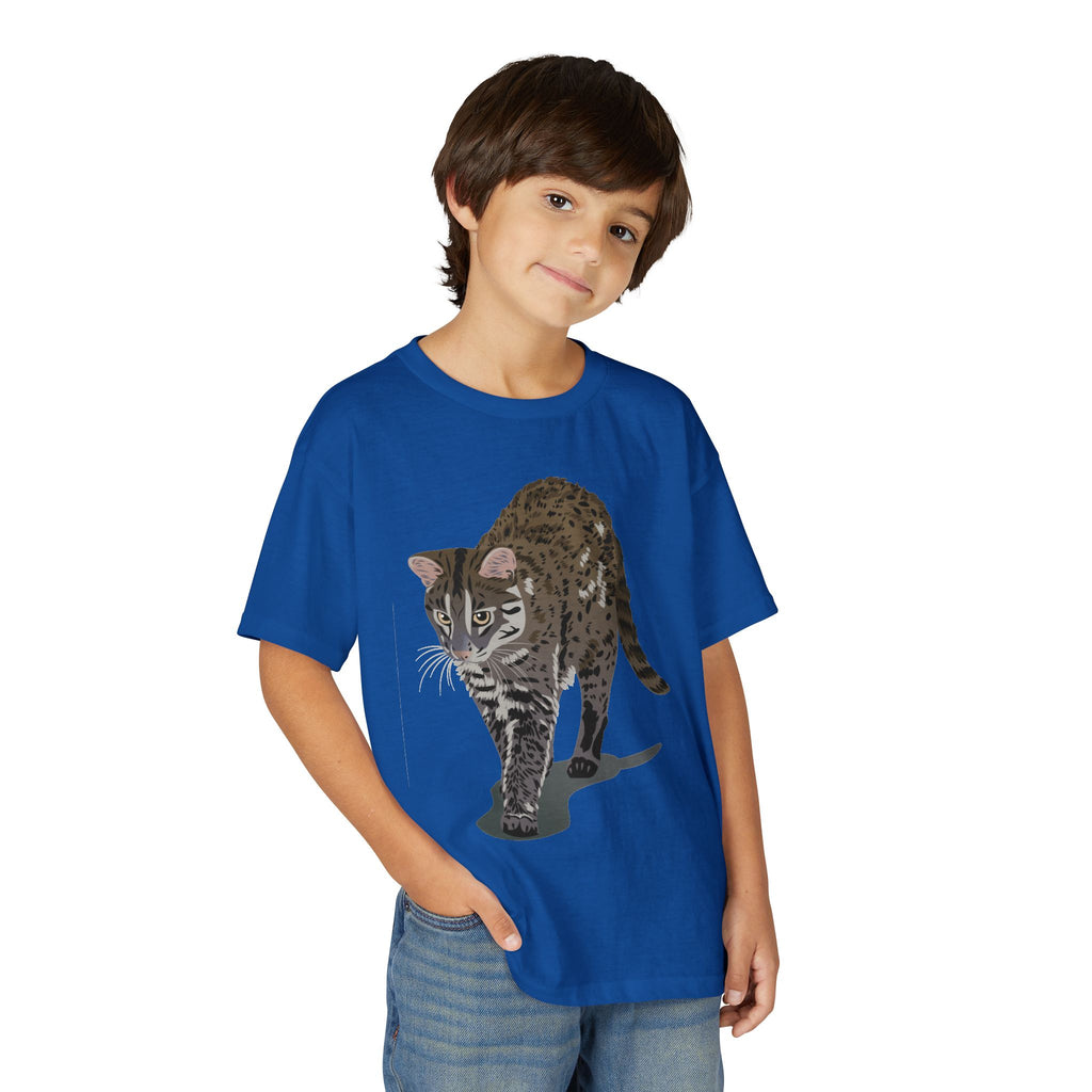 ユース猫Tシャツ — リアルな歩くタビー柄 キッズTee