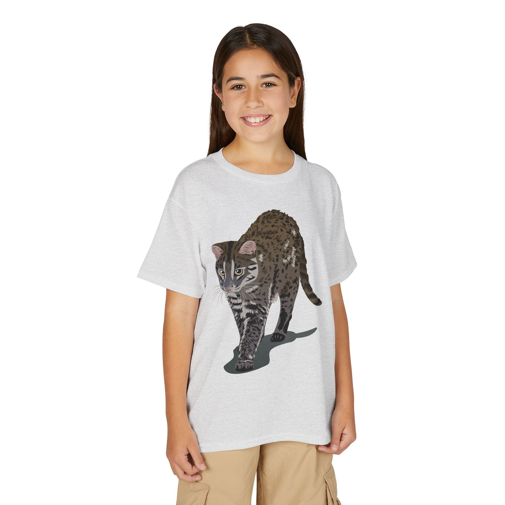 ユース猫Tシャツ — リアルな歩くタビー柄 キッズTee