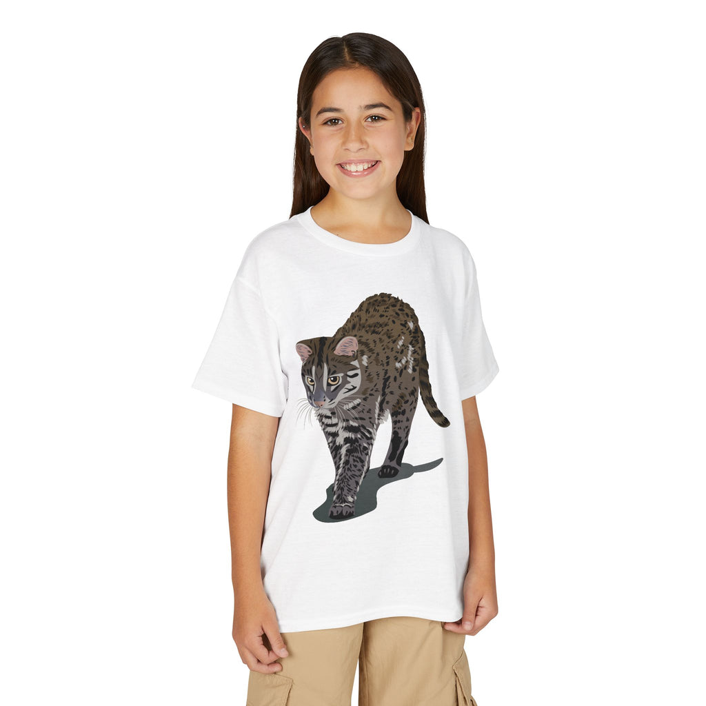 ユース猫Tシャツ — リアルな歩くタビー柄 キッズTee