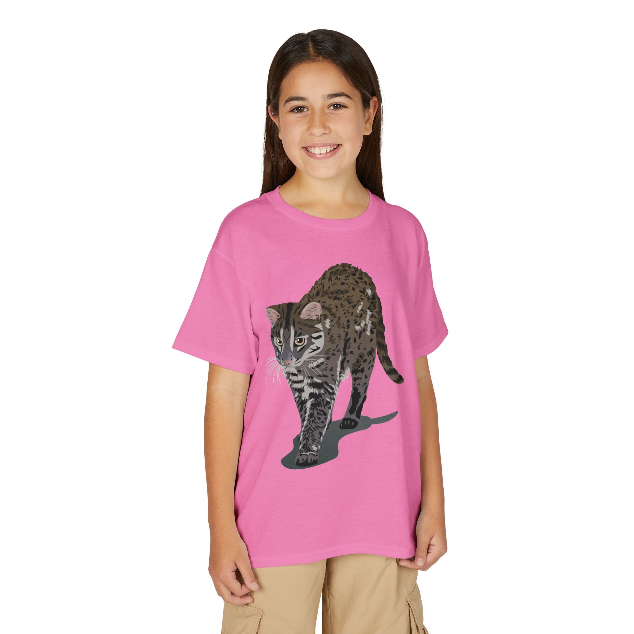 ユース猫Tシャツ — リアルな歩くタビー柄 キッズTee