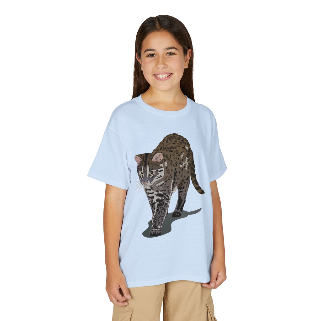 ユース猫Tシャツ — リアルな歩くタビー柄 キッズTee
