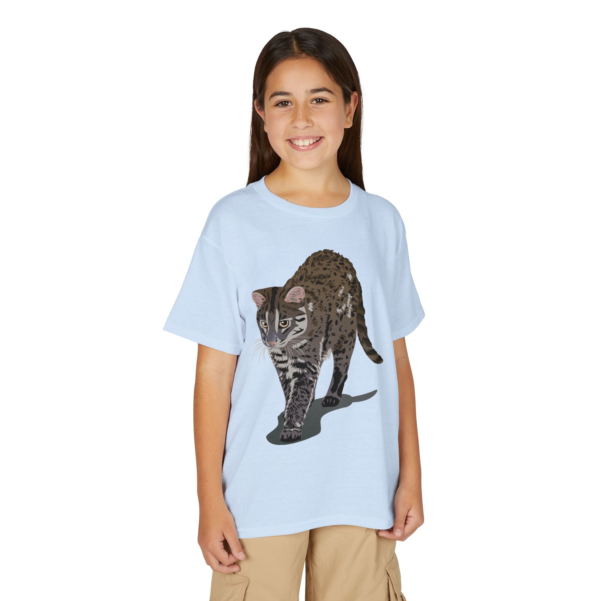 ユース猫Tシャツ — リアルな歩くタビー柄 キッズTee