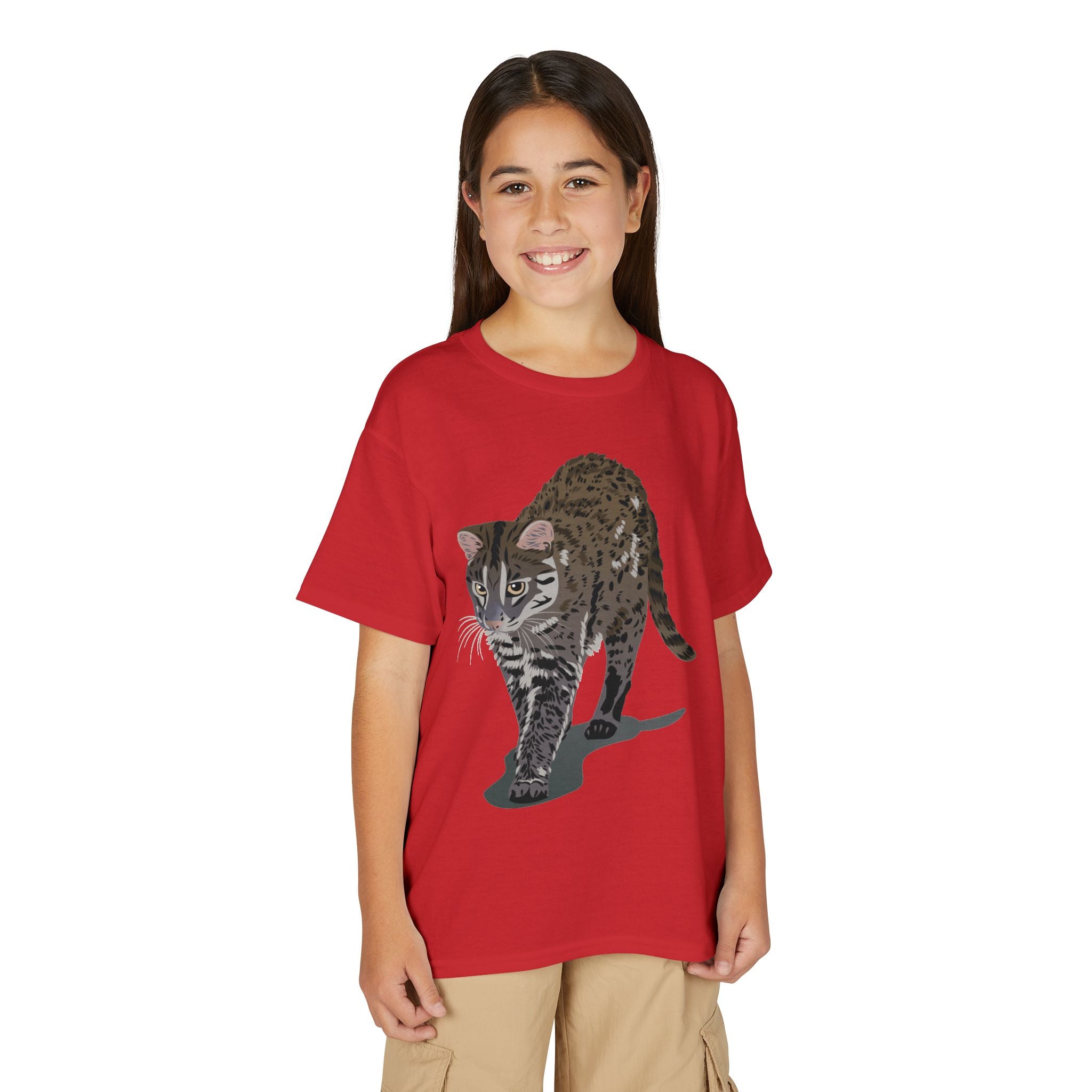 ユース猫Tシャツ — リアルな歩くタビー柄 キッズTee