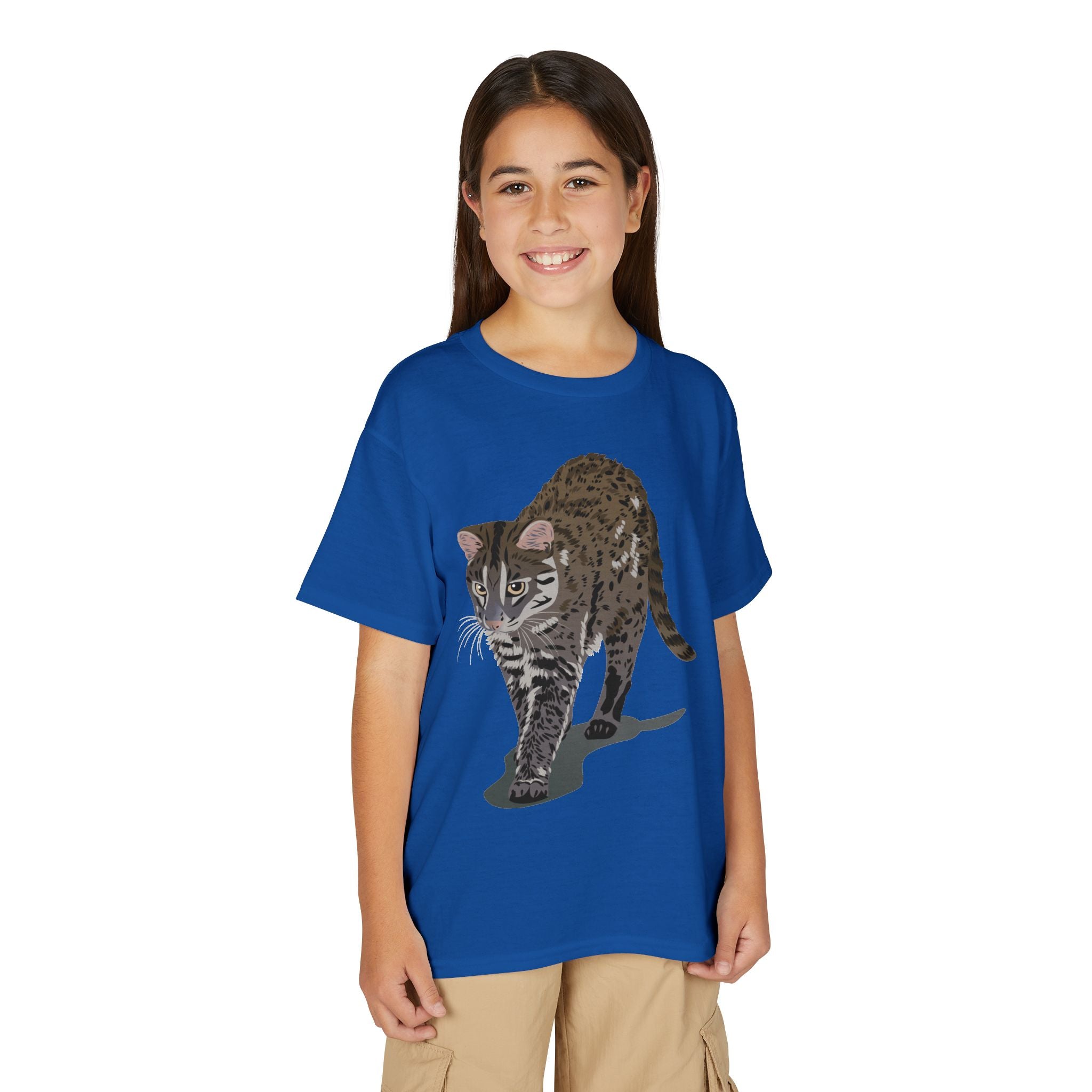 ユース猫Tシャツ — リアルな歩くタビー柄 キッズTee