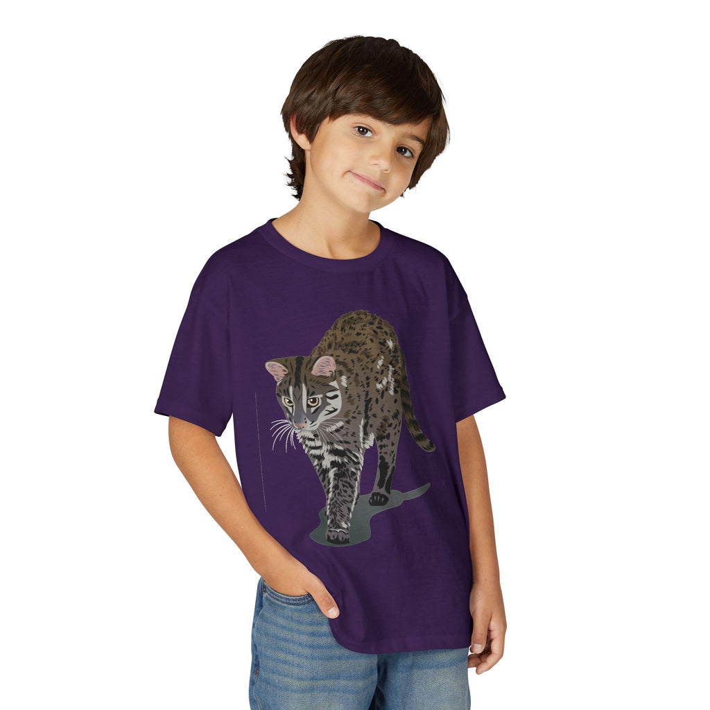 ユース猫Tシャツ — リアルな歩くタビー柄 キッズTee