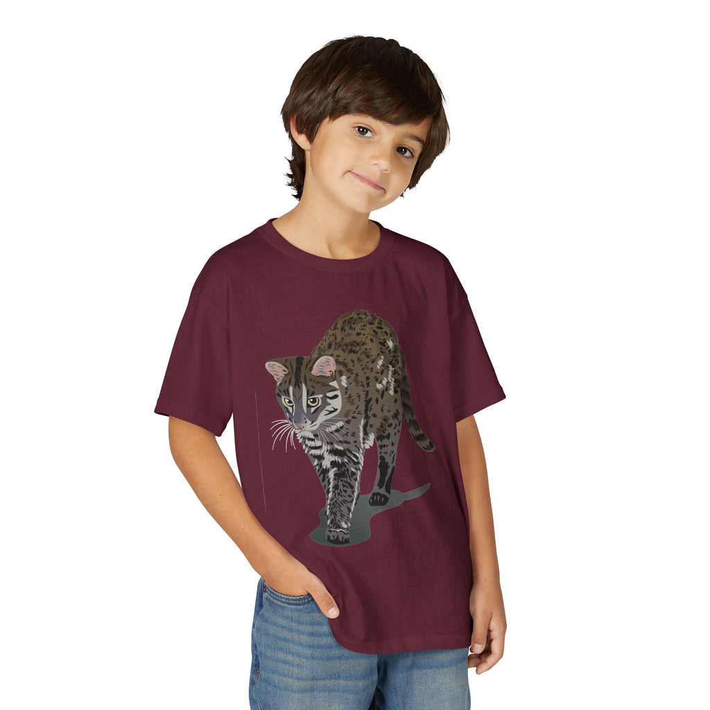 ユース猫Tシャツ — リアルな歩くタビー柄 キッズTee