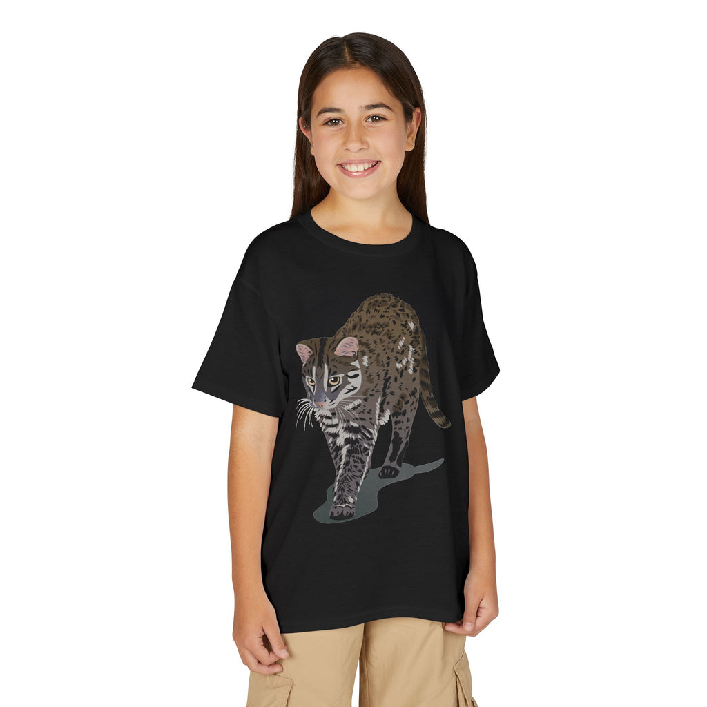 ユース猫Tシャツ — リアルな歩くタビー柄 キッズTee