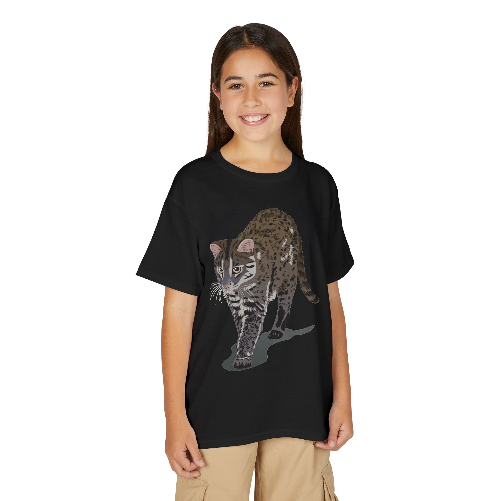 ユース猫Tシャツ — リアルな歩くタビー柄 キッズTee
