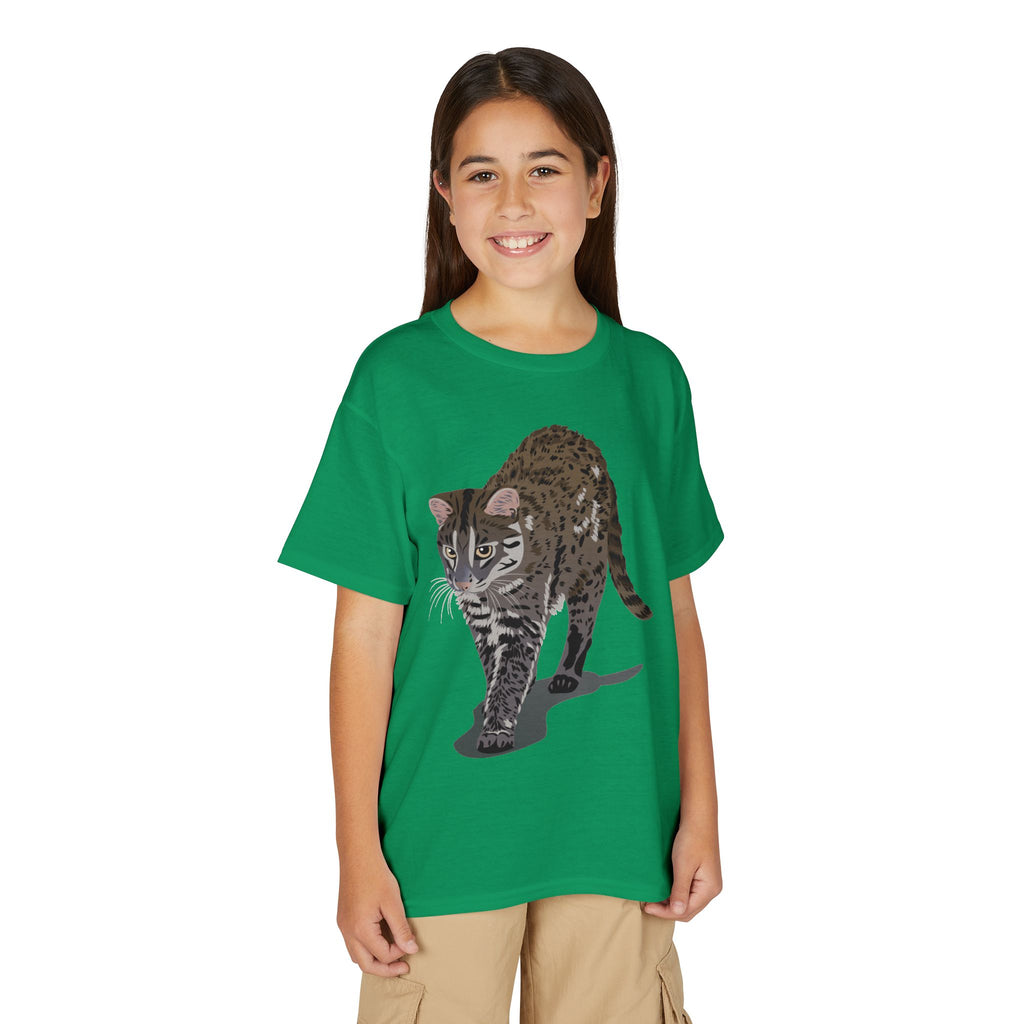 ユース猫Tシャツ — リアルな歩くタビー柄 キッズTee