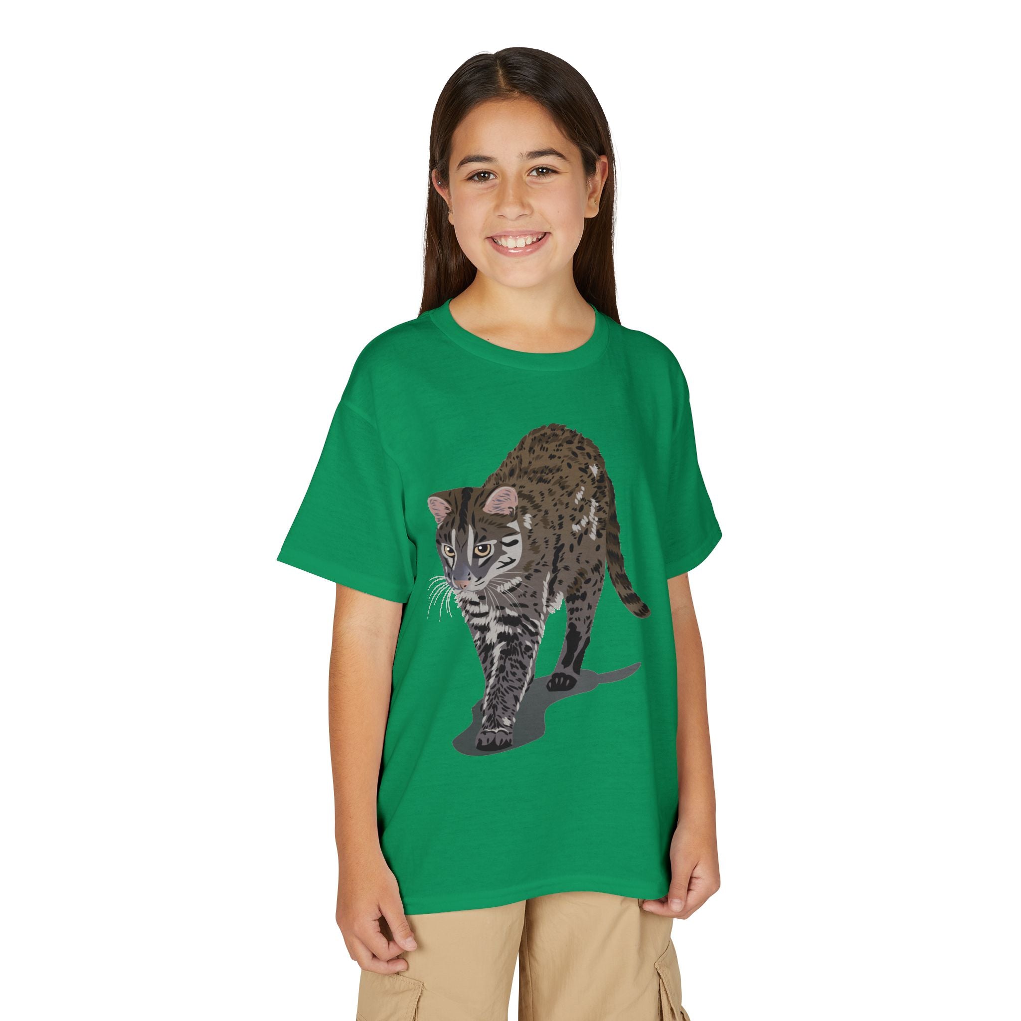 ユース猫Tシャツ — リアルな歩くタビー柄 キッズTee