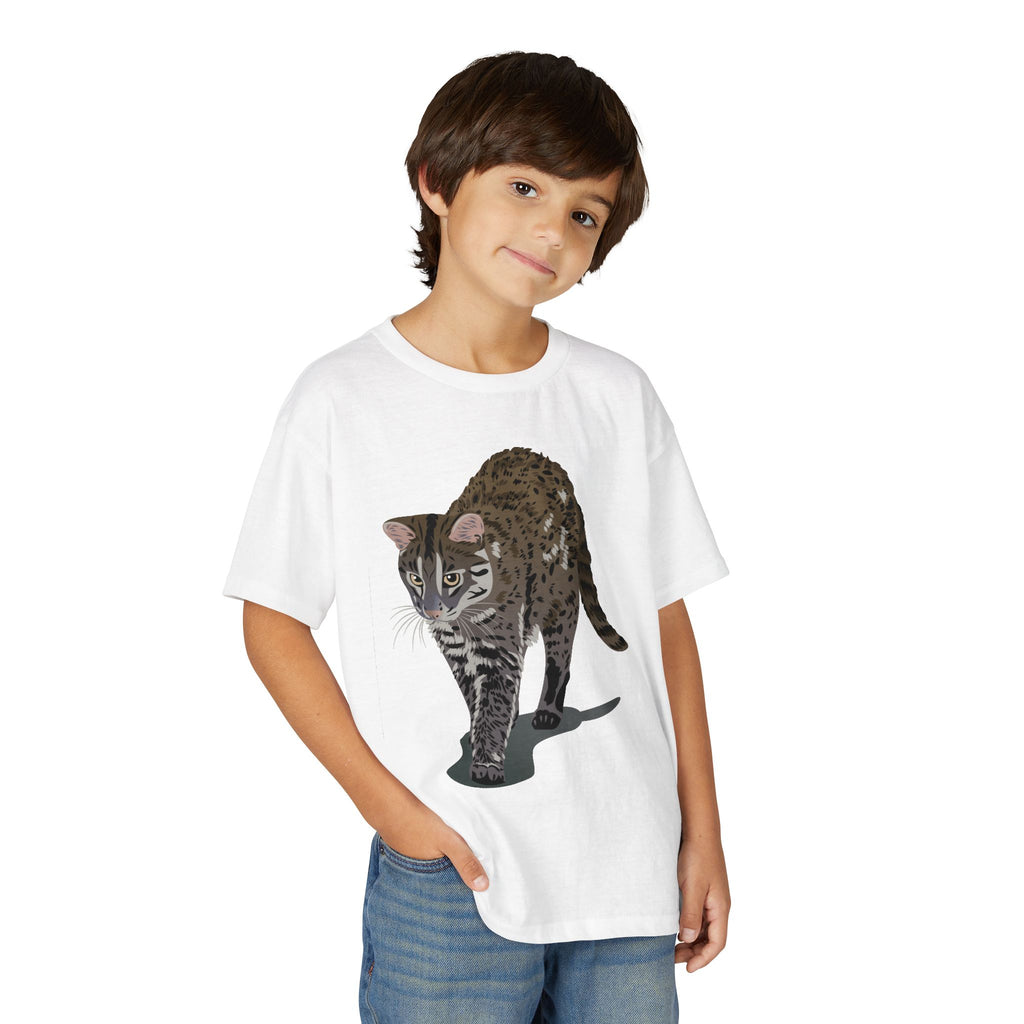 ユース猫Tシャツ — リアルな歩くタビー柄 キッズTee