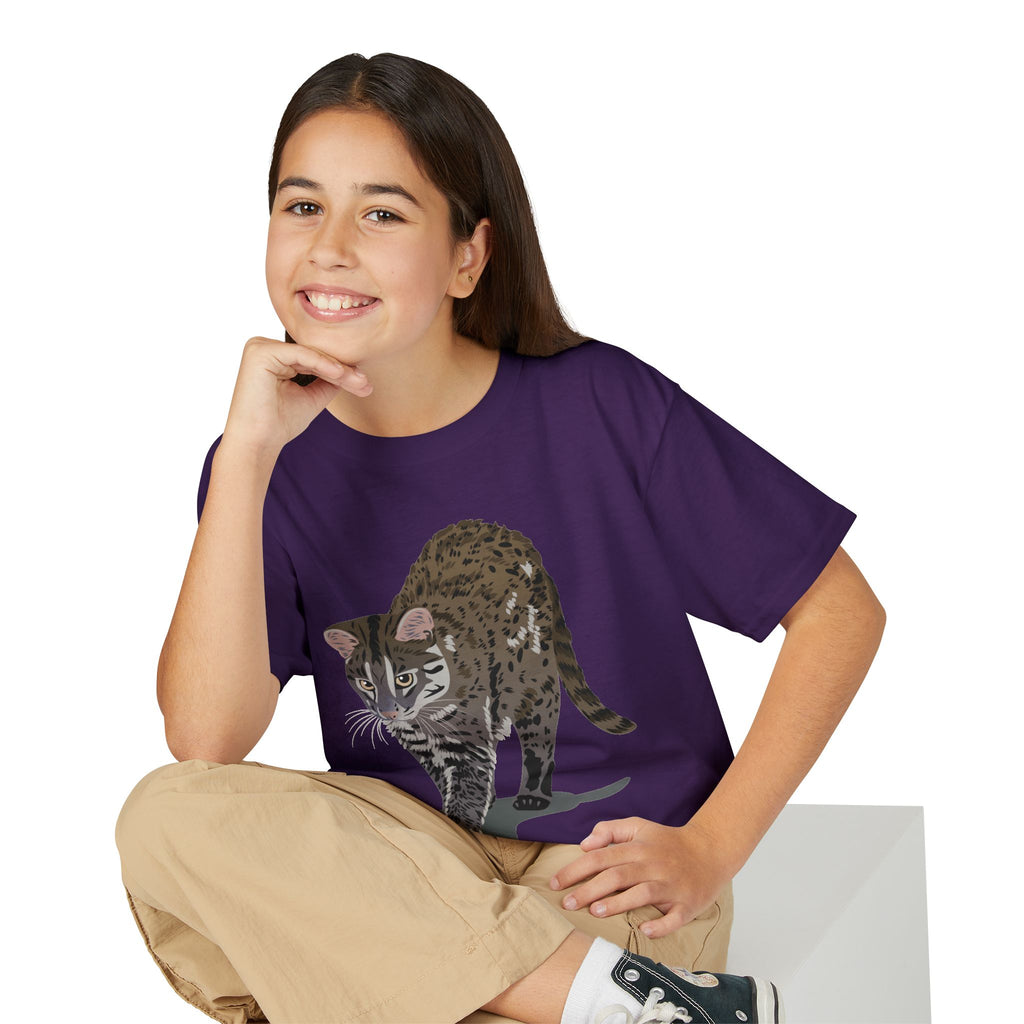 ユース猫Tシャツ — リアルな歩くタビー柄 キッズTee