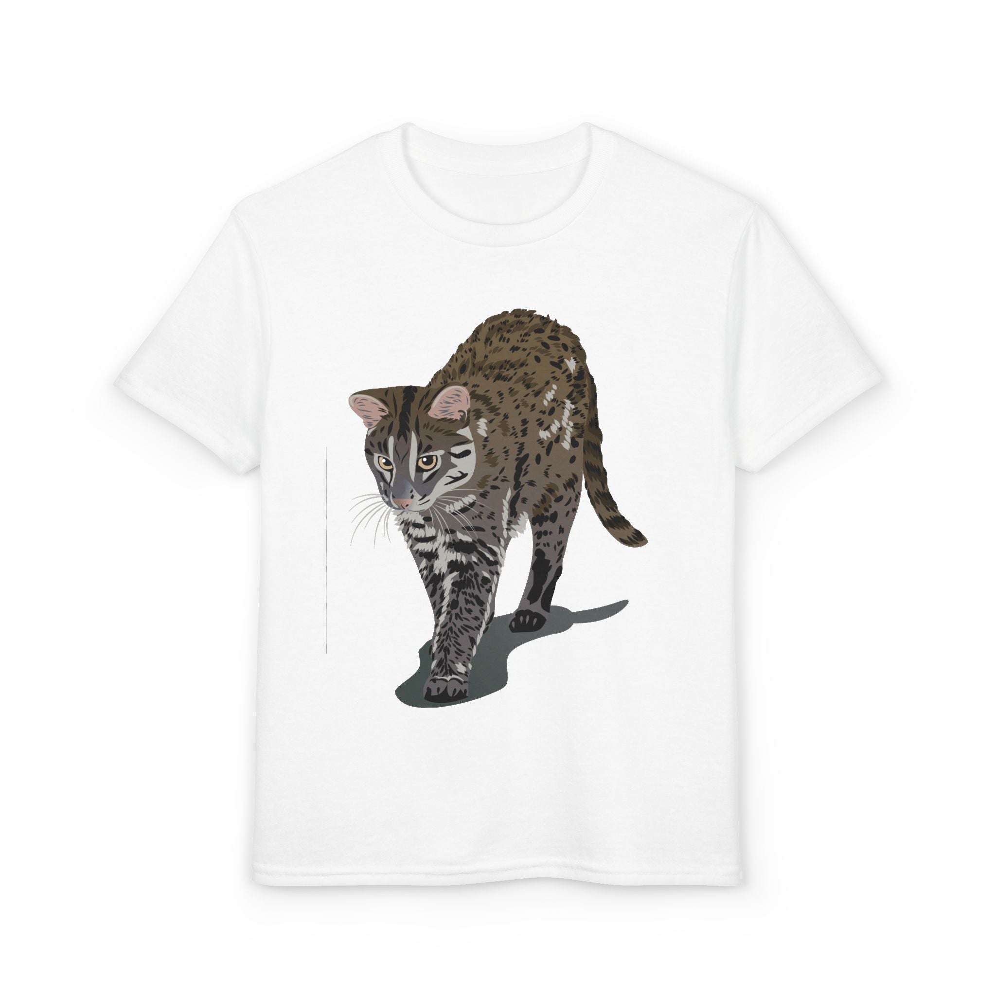 ユース猫Tシャツ — リアルな歩くタビー柄 キッズTee