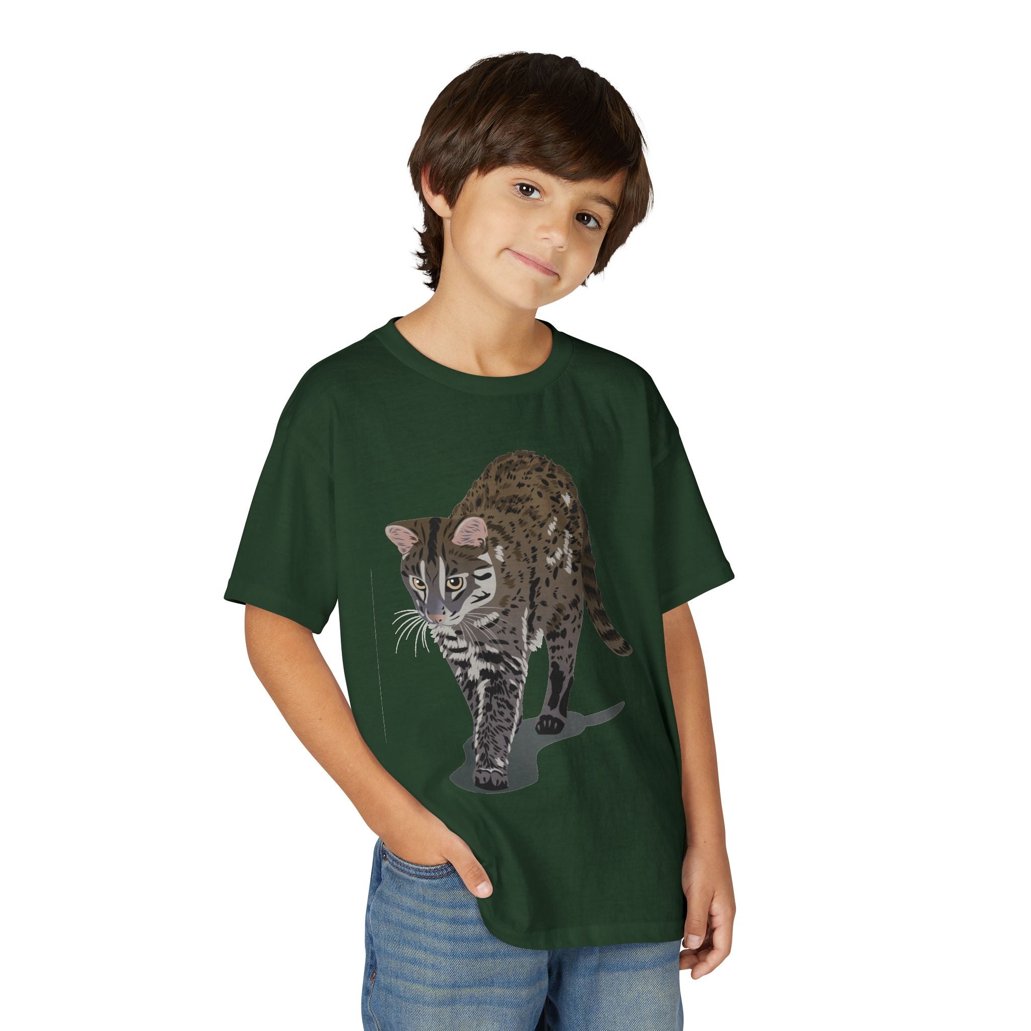 ユース猫Tシャツ — リアルな歩くタビー柄 キッズTee