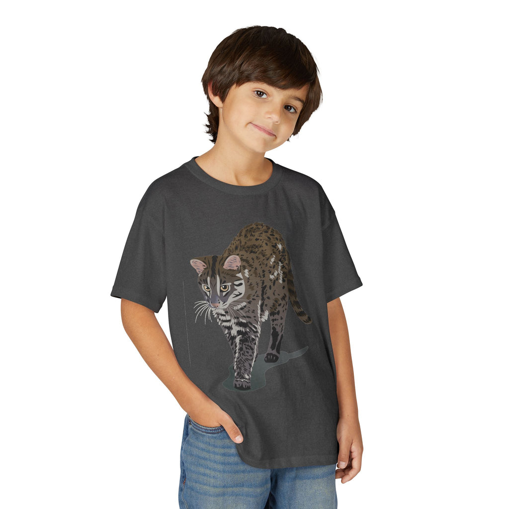 ユース猫Tシャツ — リアルな歩くタビー柄 キッズTee