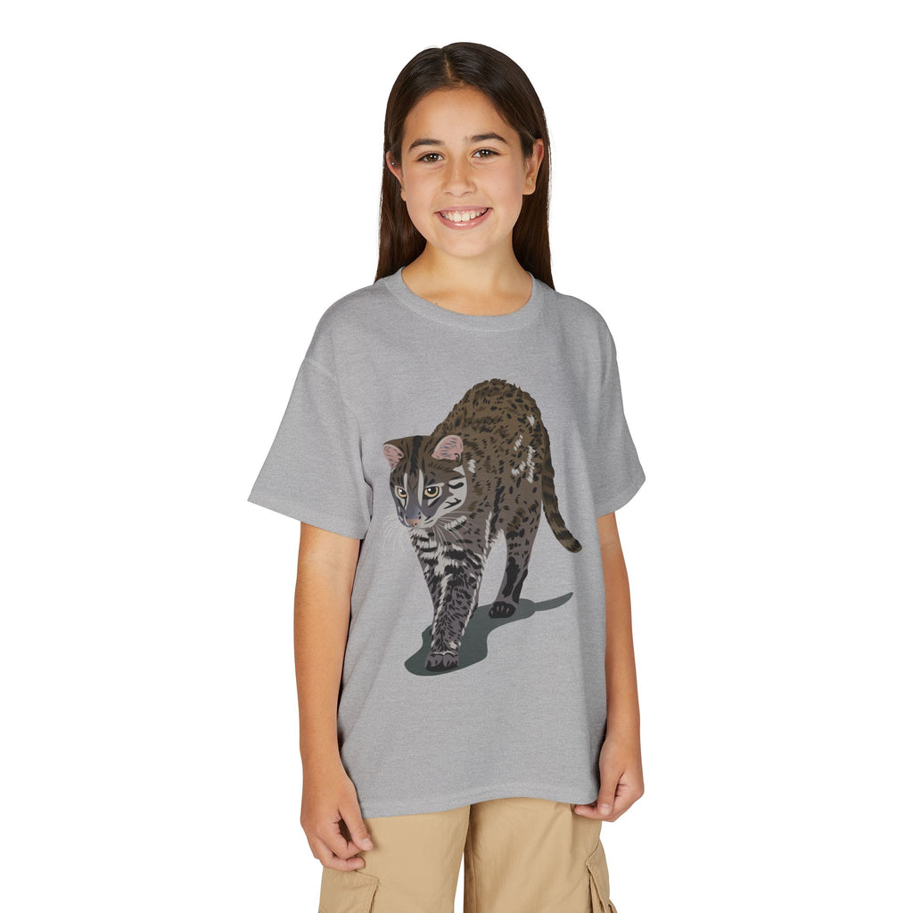 ユース猫Tシャツ — リアルな歩くタビー柄 キッズTee