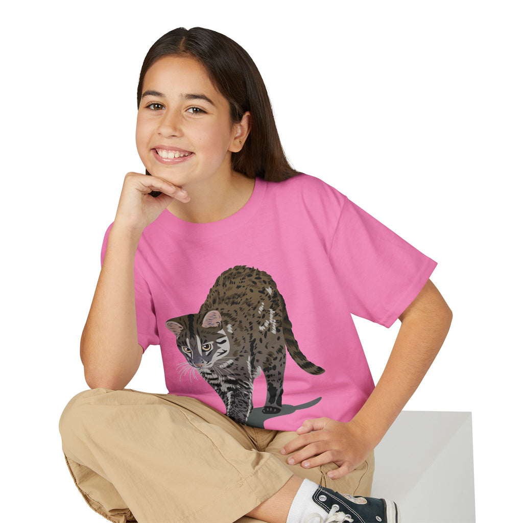 ユース猫Tシャツ — リアルな歩くタビー柄 キッズTee