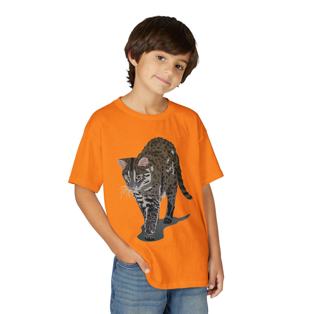 ユース猫Tシャツ — リアルな歩くタビー柄 キッズTee