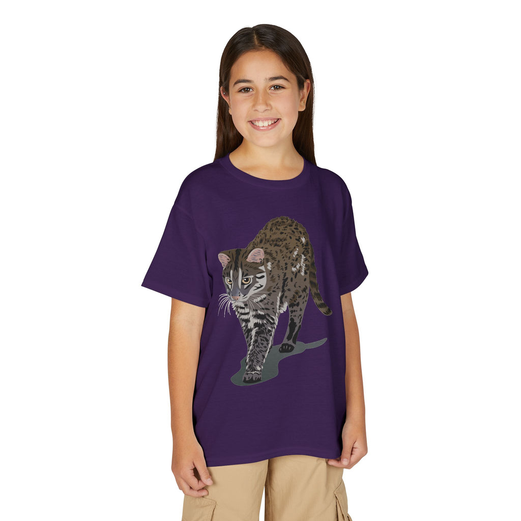 ユース猫Tシャツ — リアルな歩くタビー柄 キッズTee