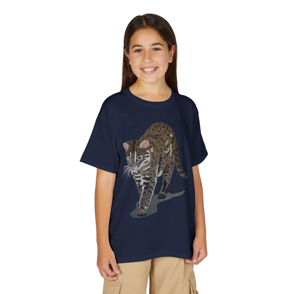 ユース猫Tシャツ — リアルな歩くタビー柄 キッズTee