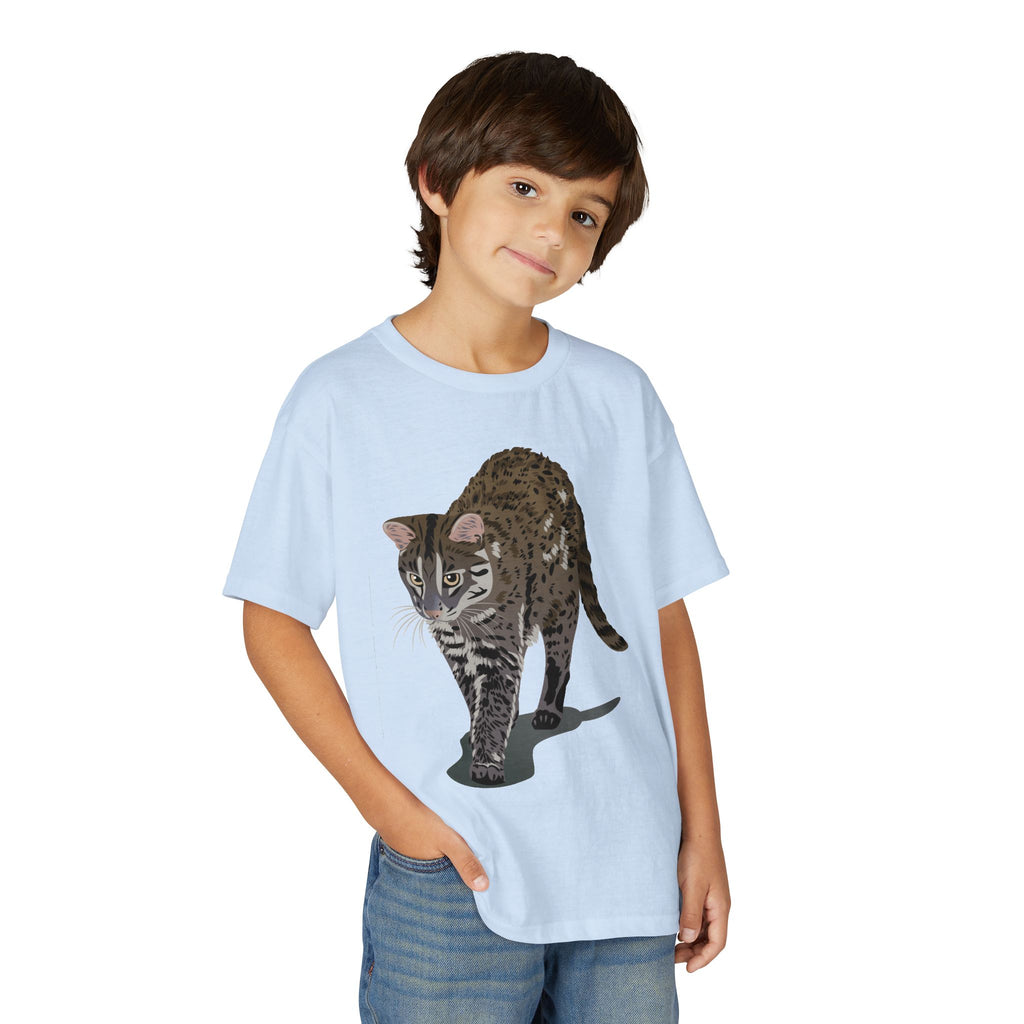 ユース猫Tシャツ — リアルな歩くタビー柄 キッズTee