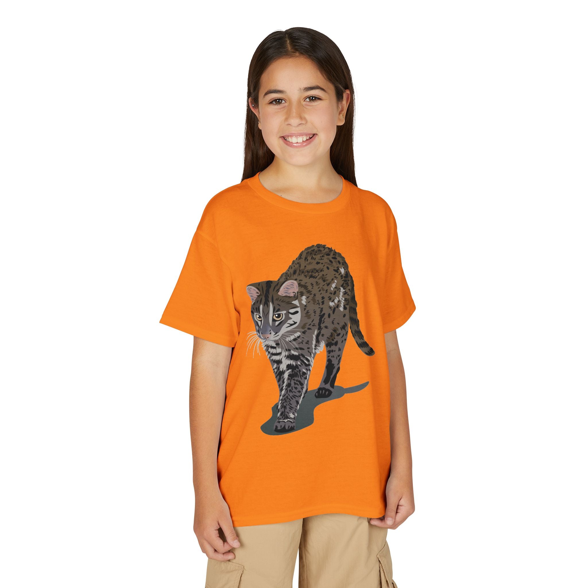 ユース猫Tシャツ — リアルな歩くタビー柄 キッズTee