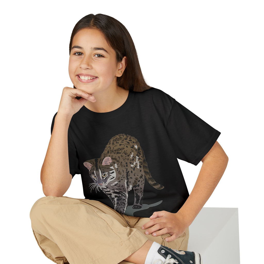 ユース猫Tシャツ — リアルな歩くタビー柄 キッズTee