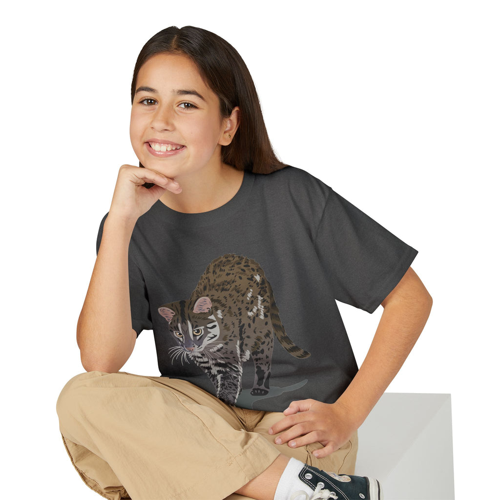 ユース猫Tシャツ — リアルな歩くタビー柄 キッズTee